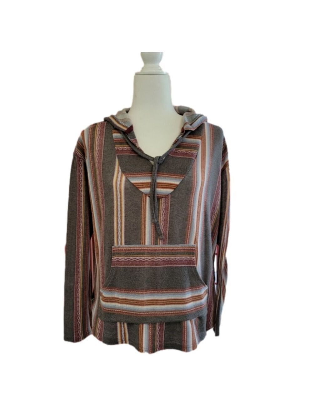 Wallflower Lightweight Striped Baja Jacket Hoodie Size XL (Possibly Junior Fit)